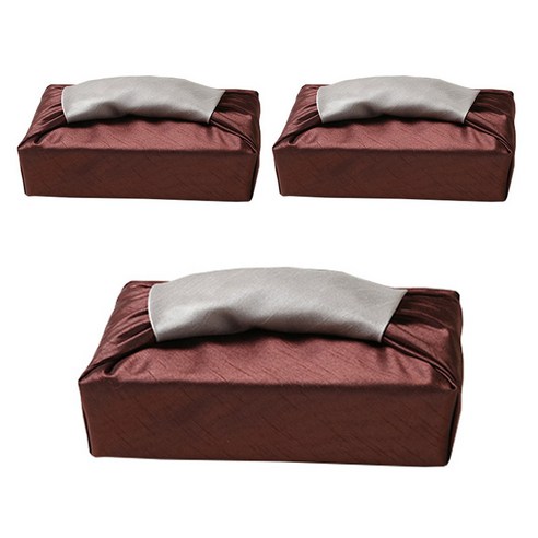 통샵 실크 겹 보자기 110 x 110 cm, 브라운 + 아이보리(106), 3개