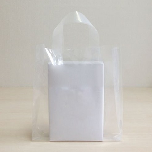 손잡이 비닐 쇼핑백 중 100p, 투명 (중) 비닐쇼핑백 비닐봉투, 100장