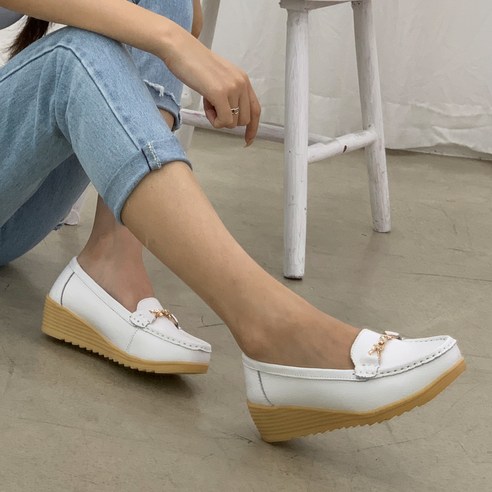 슈벨 여성용 발편한 스티치 통굽 키높이 로퍼 마리아