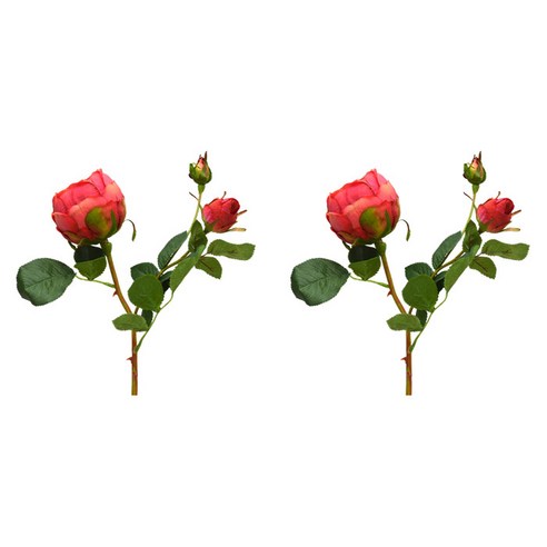 아리코 조화 마일드가든 둥근 장미 2p, 레드핑크, 2개