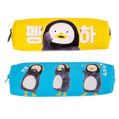 펭수 스틱필통, 블루, 옐로우, 2개