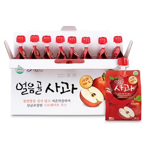 밀양한천 얼음골 사과 주스, 220ml, 32개