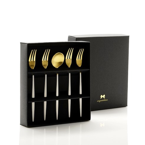 테이블아트 아벨라 무광투톤 티포크 선물세트, 1세트, 티포크 4p + 티스푼