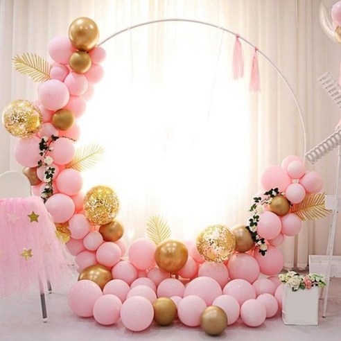 블럭마트 돌잔치 나뭇잎포인트 생일파티풍선 2세트, 핑크