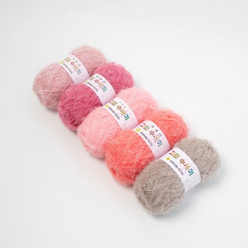 고급 수세미 80g x 5p + 도안 8종 뜨개질DIY패키지, 1세트, 핑크베이지