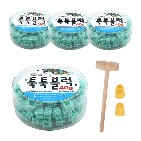 이지피아 툭툭블럭 40g x 4p + 망치 + 골무 2p세트, 민트(블럭)