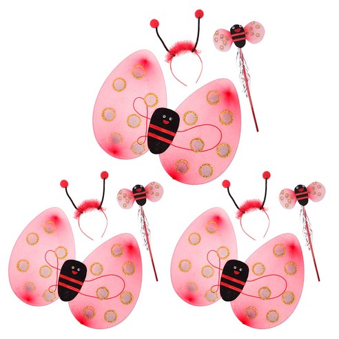 리빙다 무당벌레날개 파티소품 3종 세트, 혼합색상, 3세트