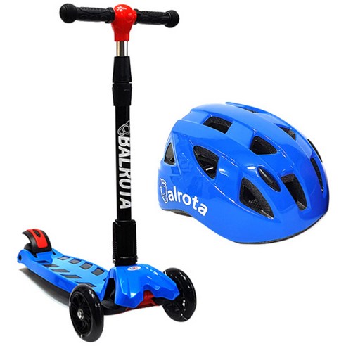 캠프닉 발로타 아동용 접이식 킥보드 + 헬멧 세트, 블루
