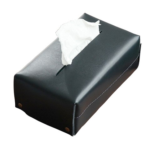 오픈 스트랩 가죽 티슈 케이스, 네이비