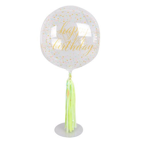 파티쇼 오브은박풍선 스탠드 태슬수술홀로그램 35cm 세트, 생일파스텔컨페티 + 라임그린, 1세트