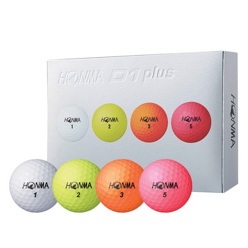 혼마 D1 PLUS 골프공 3피스 혼합컬러, 화이트, 옐로우, 오렌지, 핑크, 2세트