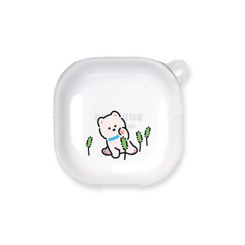 유스픽 클리어 버즈 라이브 /버즈2 하드 케이스, 나의작은멍멍이&야옹이 03 강아지풀