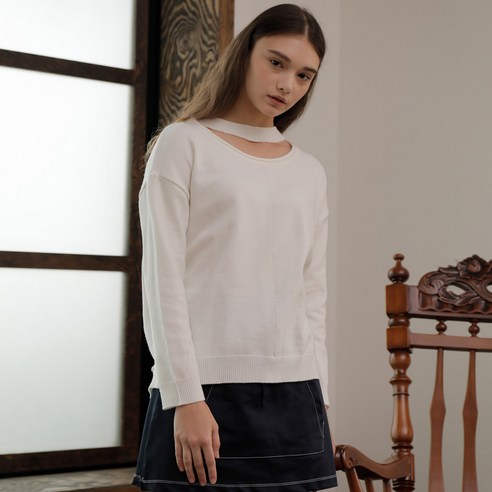 와드로브 여성용 CUTTING RIB KNIT