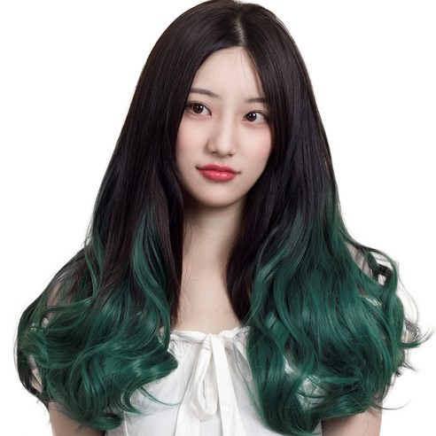 웨이브 붙임머리 블랙 5p, 애쉬그린, 1세트