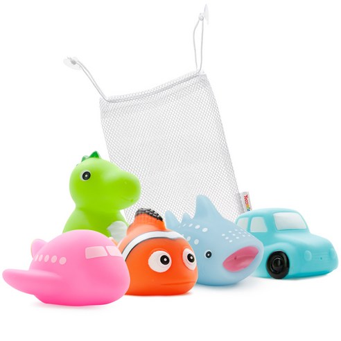 예꼬맘 LED 목욕 물놀이 장난감 프렌즈 5종 + 그물망 세트, 1세트, 묵