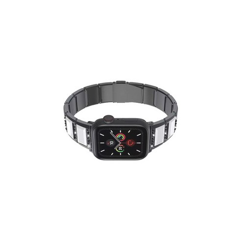 비쉐르 애플워치 5 보석루비체인 메탈 밴드 스트랩 40mm, 화이트블랙, 1개