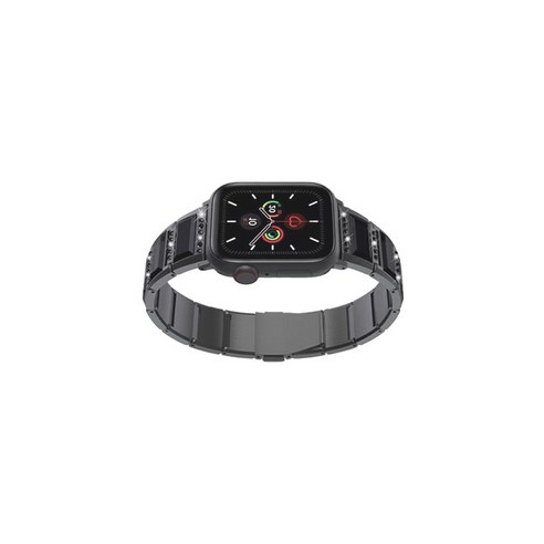 비쉐르 애플워치 4 보석루비체인 메탈 밴드 스트랩 40mm, 올블랙, 1개