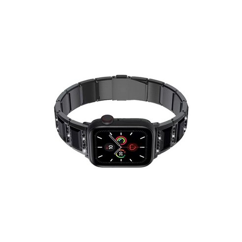 비쉐르 애플워치 5 보석루비체인 메탈 밴드 스트랩 44mm, 올블랙, 1개