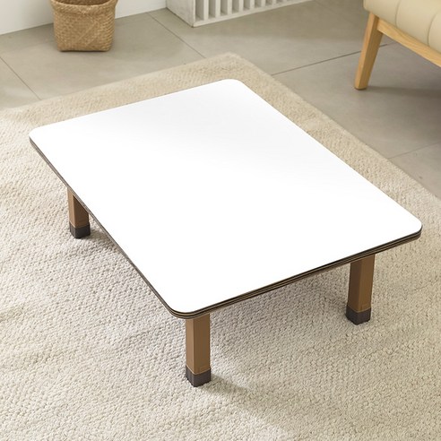 좌식 접이식 테이블 800 x 600 cm, 화이트(상판) + 브라운(상다리)