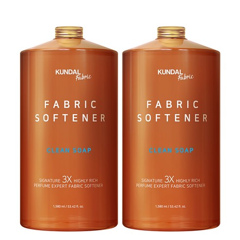 쿤달 초고농축 섬유유연제 클린솝향 본품, 1580ml, 2개