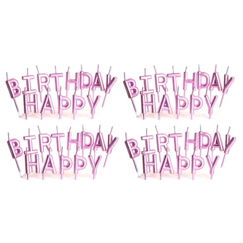 파티팡 생일캔들 HAPPY BIRTHDAY, 메탈릭핑크, 4세트