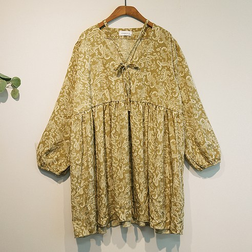 이얀 페이즐리 쉬폰 임산부 봄 가을 원피스