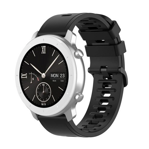 쉴드랩 샤오미 어메이즈핏 GTR 47mm 22mm 실리콘 스트랩 시계줄 밴드, 블랙, 1개