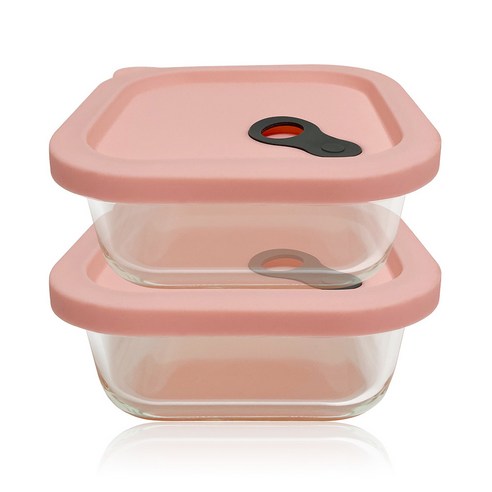 실리콘 오븐글라스 밀폐용기 정사각 800ml x 2p, 2개, 단품