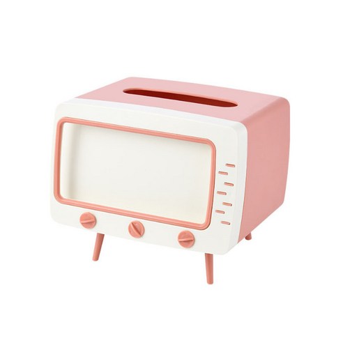 핸드폰 거치 티비 모양 티슈케이스, 핑크, 1개