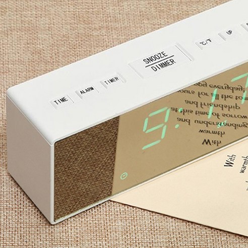 모던오피스 다기능 미러 LED 탁상시계, 화이트