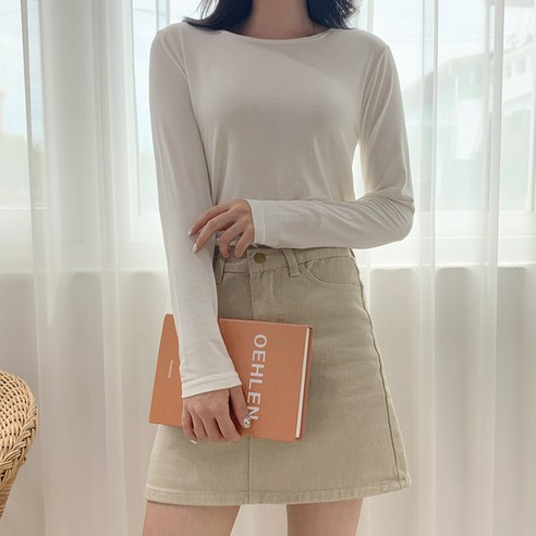 오키진 여성용 기본 이지 긴팔 티셔츠