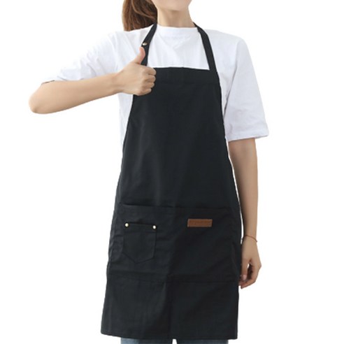 아리코 모던 캔버스 포켓 앞치마, 블랙, 1개