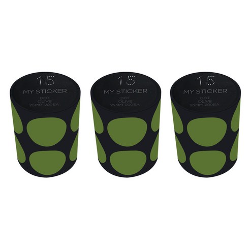 폼텍 마이 스티커 도트 25mm 1롤, 15 OLIVE, 3개