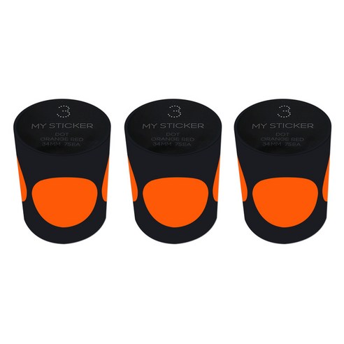 폼텍 마이 스티커 도트 34mm 1롤, 03 ORANGE RED, 3개