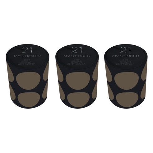 폼텍 마이 스티커 도트 25mm 1롤, 21 BROWN, 3개