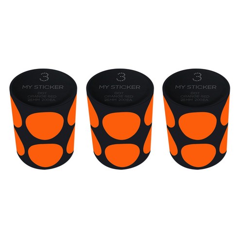 폼텍 마이 스티커 도트 25mm 1롤, 03 ORANGE RED, 3개