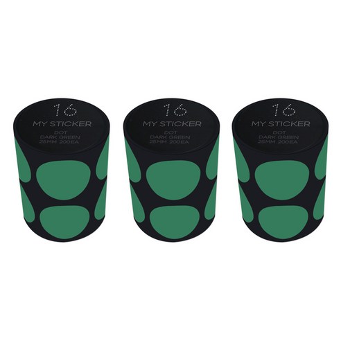 폼텍 마이 스티커 도트 25mm 1롤, 16 DARK GREEN, 3개