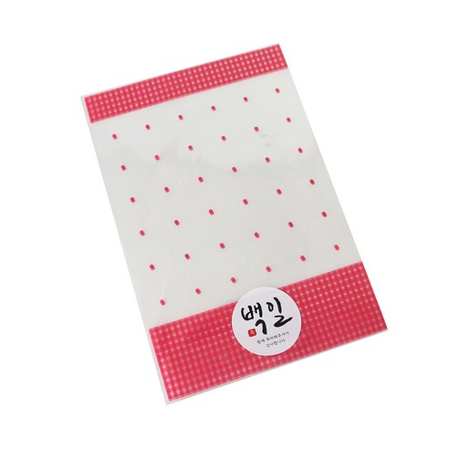 체크 포장 봉투 + 백일 스티커 캘리2 세트, 핑크, 300세트
