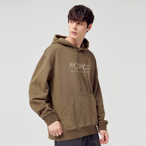 모즈모즈 자수로고 피그먼트 오버핏 빅사이즈 후드