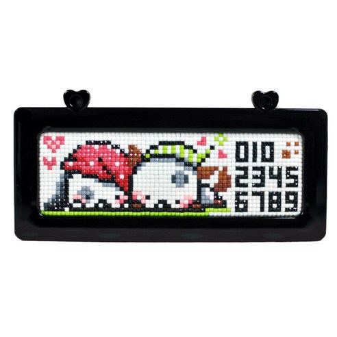 블링블링 하트 번호판 주차 비즈 큐빅 보석 십자수 DIY 키트, 멍이(검정), 1개