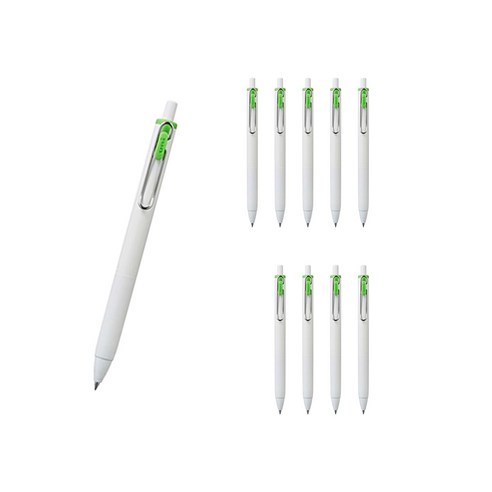 유니볼 원 중성 잉크펜 0.38mm, 라임그린, 10개