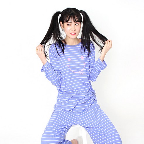 JBFX 여성용 피치기모 포인트 잠옷 상하세트