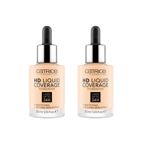 캐트리스 HD 리퀴드 커버리지 파운데이션 30ml, 002 포슬린베이지, 2개