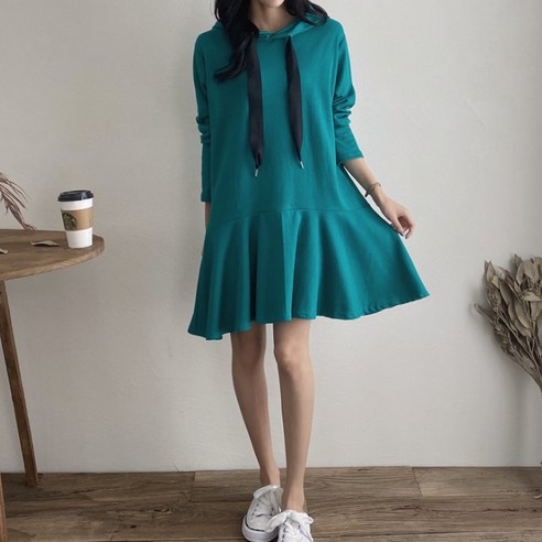 보리맘 폴 임산부 후드 원피스 Y343