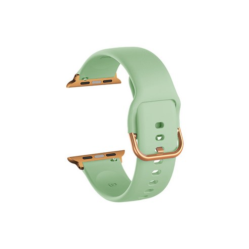 비쉐르 골드 버클 라운드 애플워치 1 실리콘 밴드 스트랩 42mm, 라이트그린, 1개