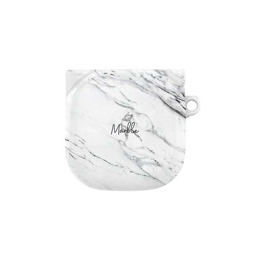 갤럭시 버즈 라이브 마블 스톤 원바디 하드케이스 + 후크링, 갤럭시버즈 라이브, White and Black Marble