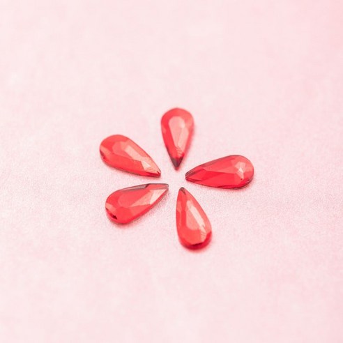 네일은재료빨 롱드롭 평 네일스톤, 레드, 30개