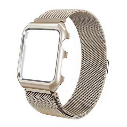 애플워치 4/3/2/1세대 메탈 스트랩 마그네틱 버클 손목밴드 44mm UAW1020, 골드, 1개