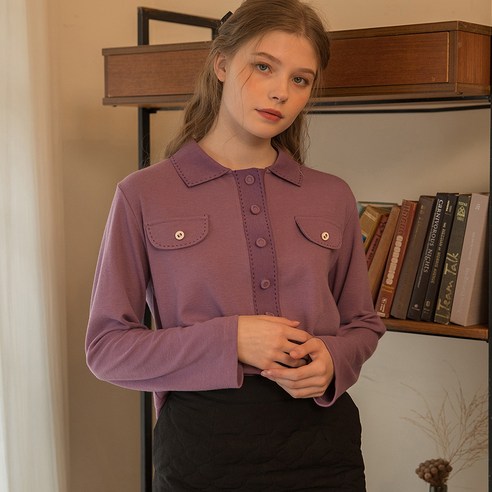 여성용 STITCH COLLAR KNIT CARDIGAN