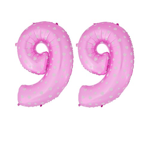 핑크하트 숫자 은박풍선 대, 9, 2개